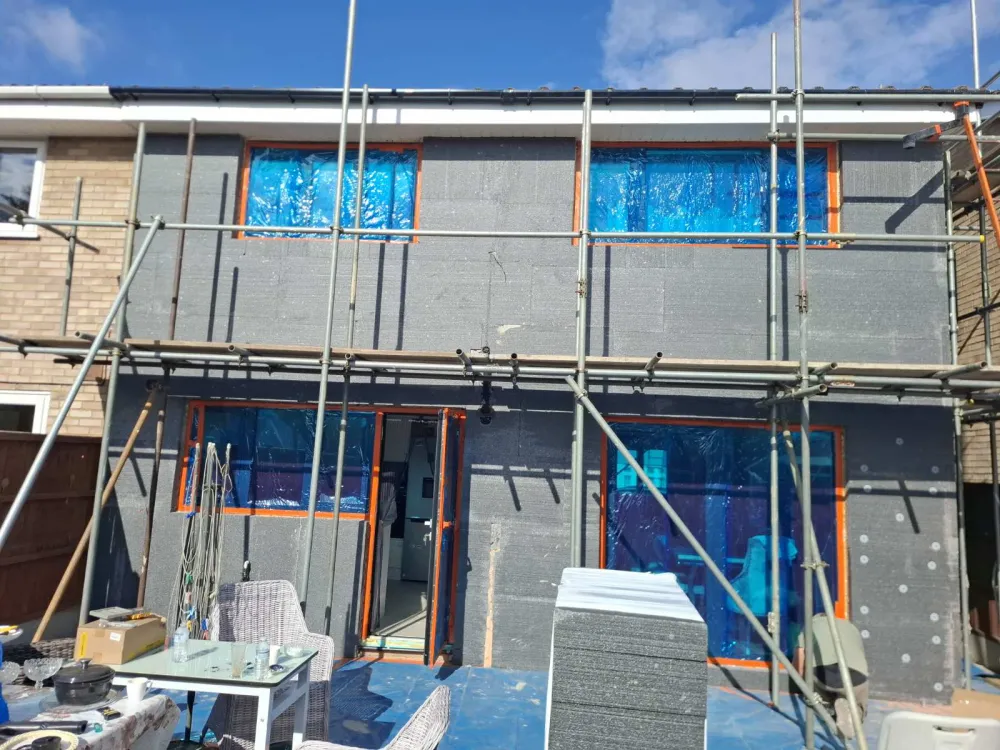 EPS insulation boards fitted to the rear of a London property