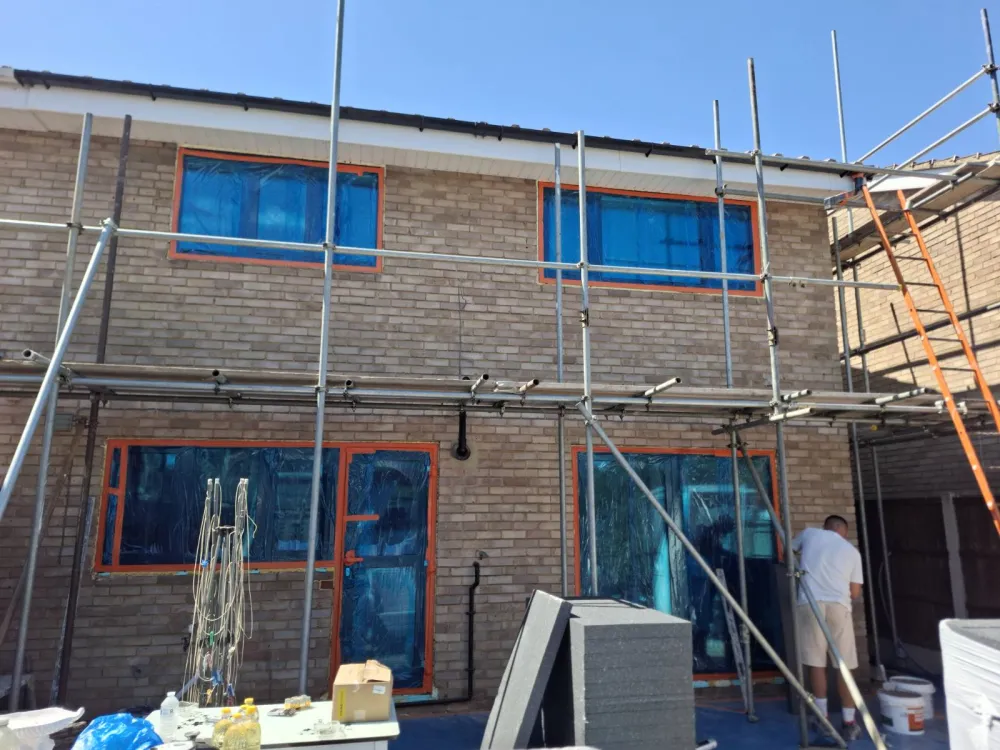 Rear of a London house before external wall insulation and rendering