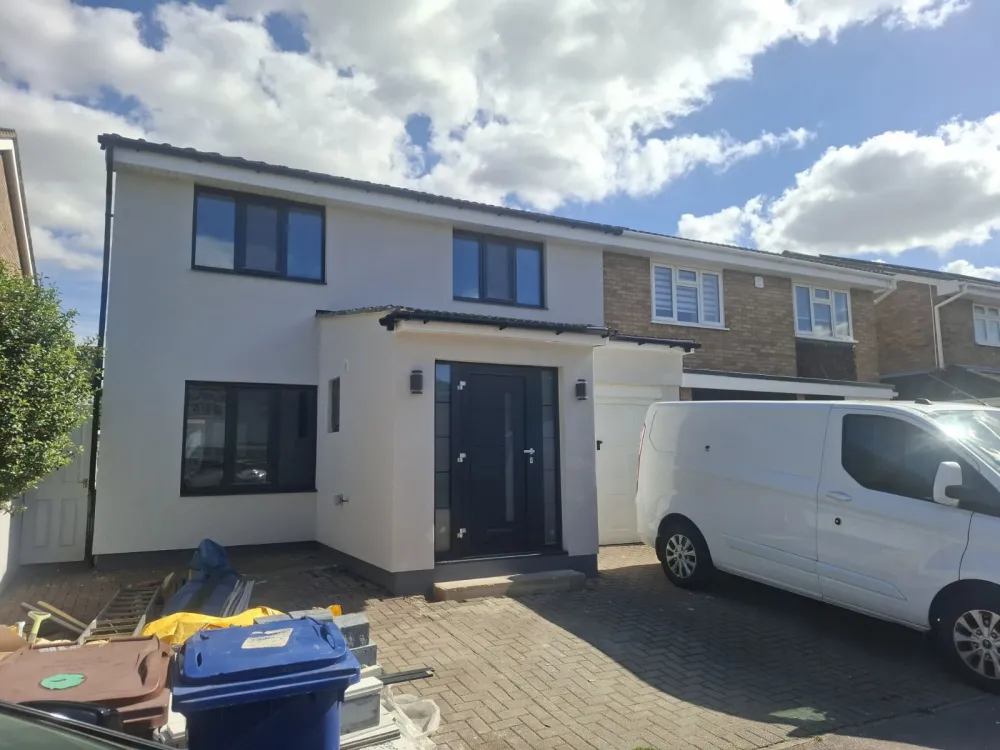 Finished silicone render on a semi-detached London house by IMD Building Services
